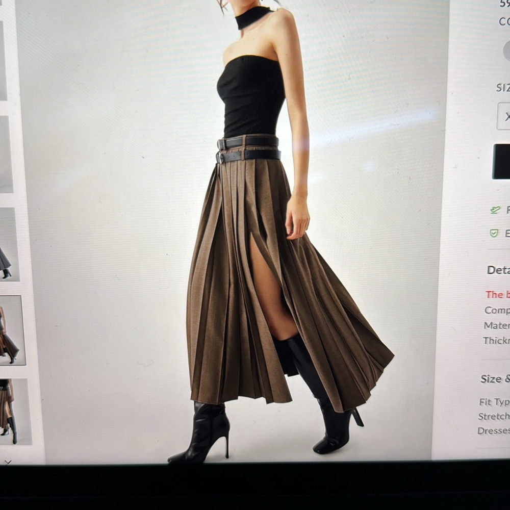 Women’s Pleated Split Maxi Skirt. - Picture 7 of 7